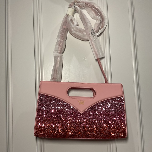 MCM Diamond Tote In Sequin Lamb Leather Pink NWT - Picture 7 of 12